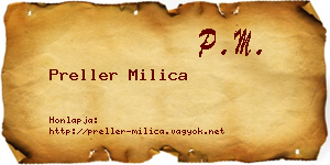 Preller Milica névjegykártya